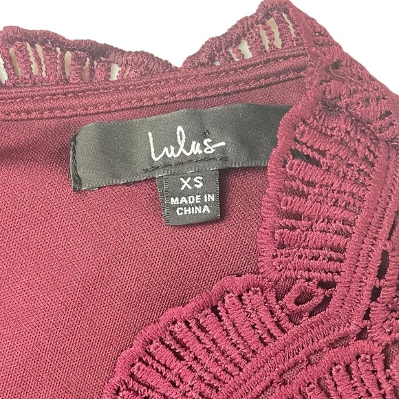 Lulus Dress Womens XS Burgundy Angel In Disguise Lace Skater Fit and Flare Mini - Picture 11 of 13